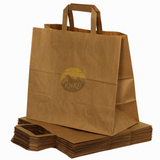 Papiertüten Braun Kraft 32x17x26cm Flachhenkel Großformat – 50/100/250 Stück | Gastronomie Catering