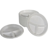 Plastikteller Mehrweg PP Weiß 22cm 3-geteilt – Bruchsicher Spülmaschinenfest Buffet | 100 Stück
