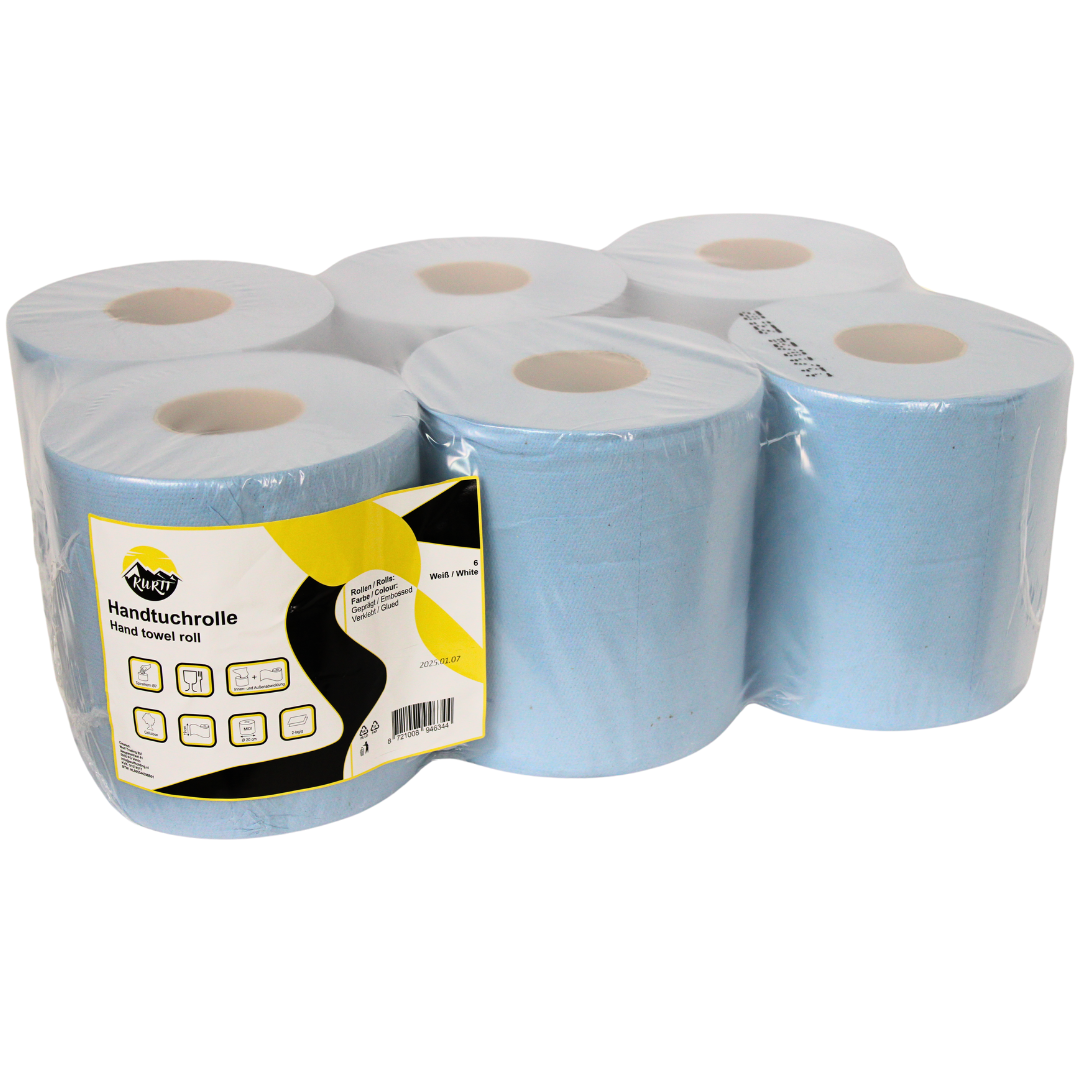 KURTT Putzrolle Midi Blau 2-lagig Recycling 150m Centerfeed 6 Rollen