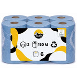 KURTT Putztuchrollen Midi Blau 2-lagig 150 m – 6 Rollen pro Karton
