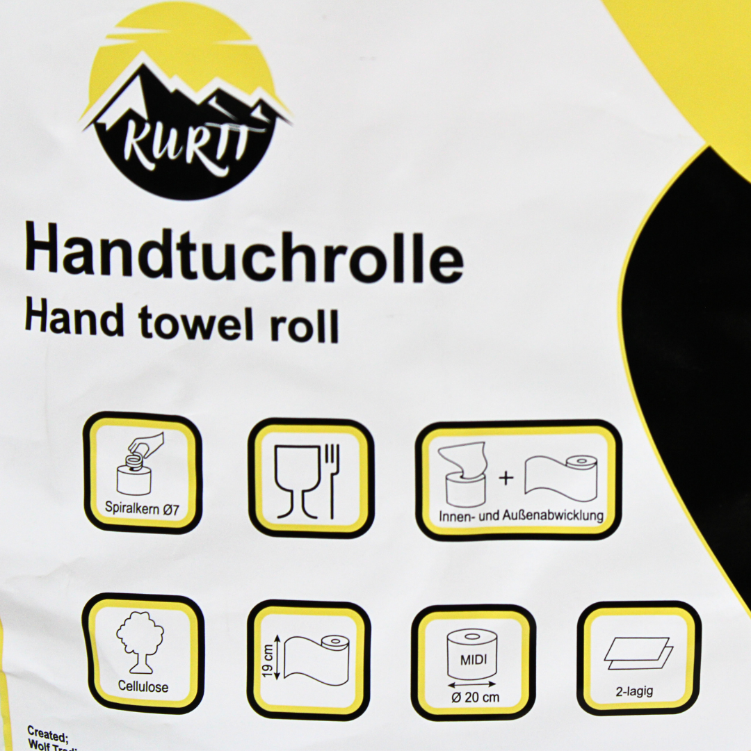 KURTT Putzrolle Midi 2-lagig Zellstoff Weiß 20cm Centerfeed – 6 Rollen | FSC Spender Küche Sanitär