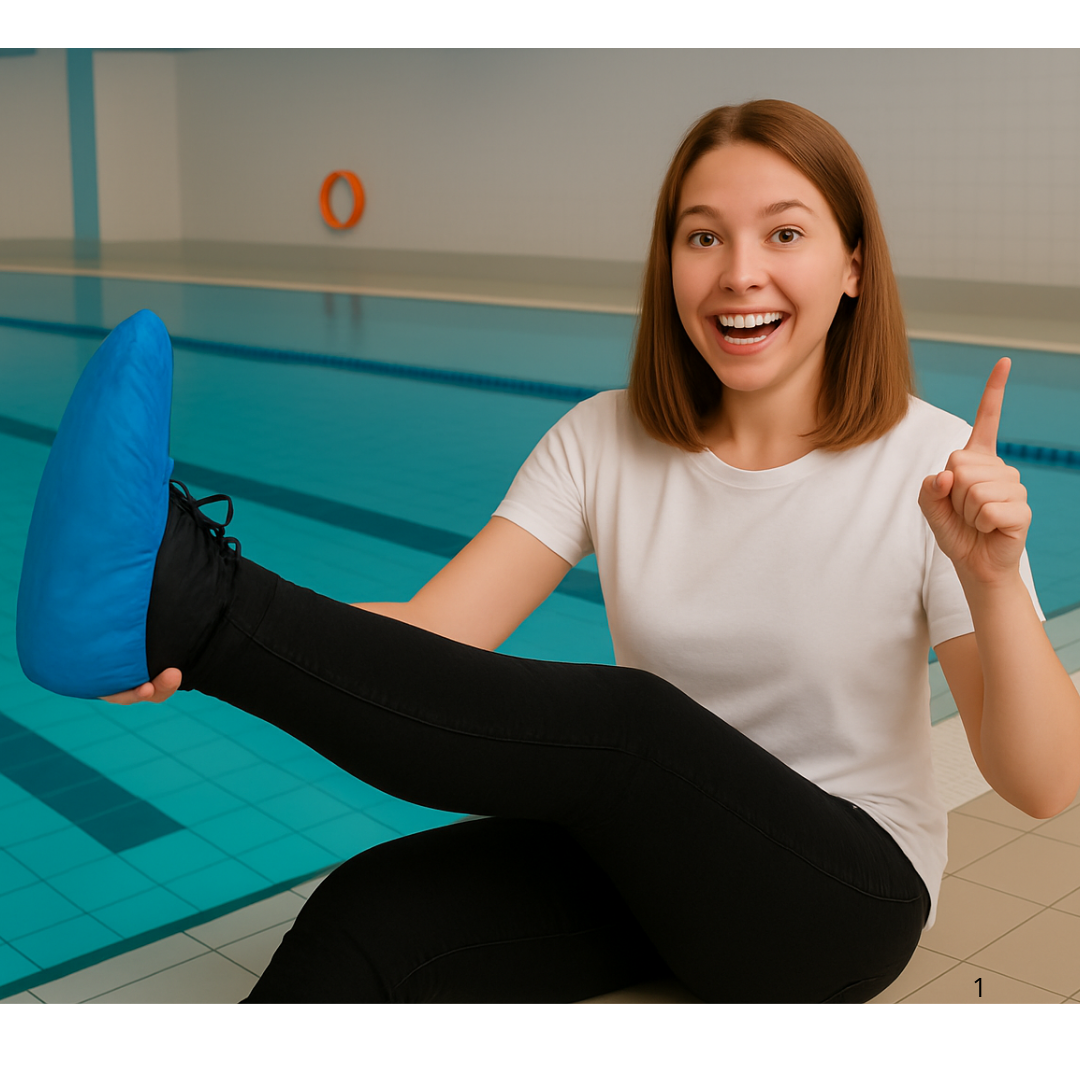 Überschuhe CPE Blau 40 Mikron Wasserdicht Gummizug – 100 Stück | Baustelle Gesundheit Schwimmbad