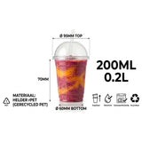  Smoothie Becher Clear Cups 200ml PET – 100 Stück | Domdeckel Inklusive Eiskaffee Milchshake | Umweltabgabe Inklusive