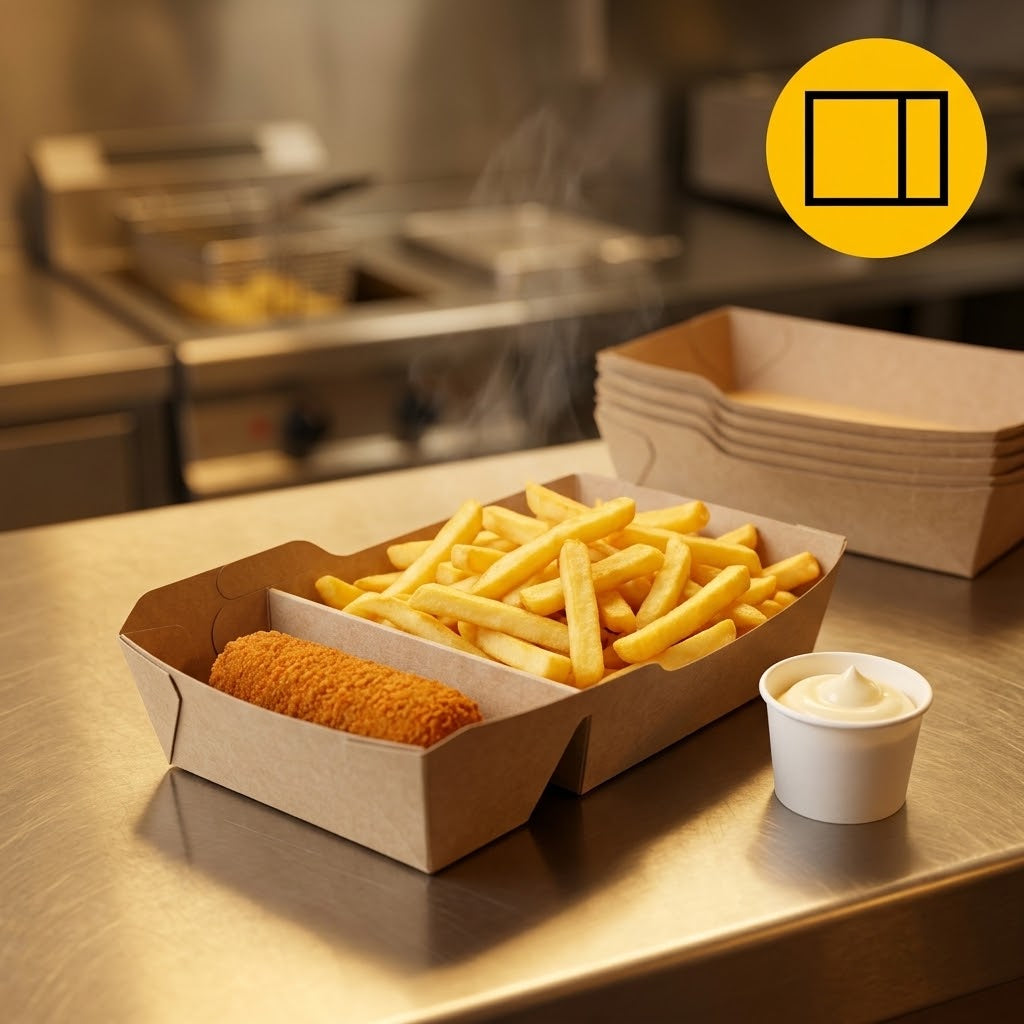 Kraft Snackschalen A20 Saucenfach – 50/100/500 Stück | Pommes Currywurst