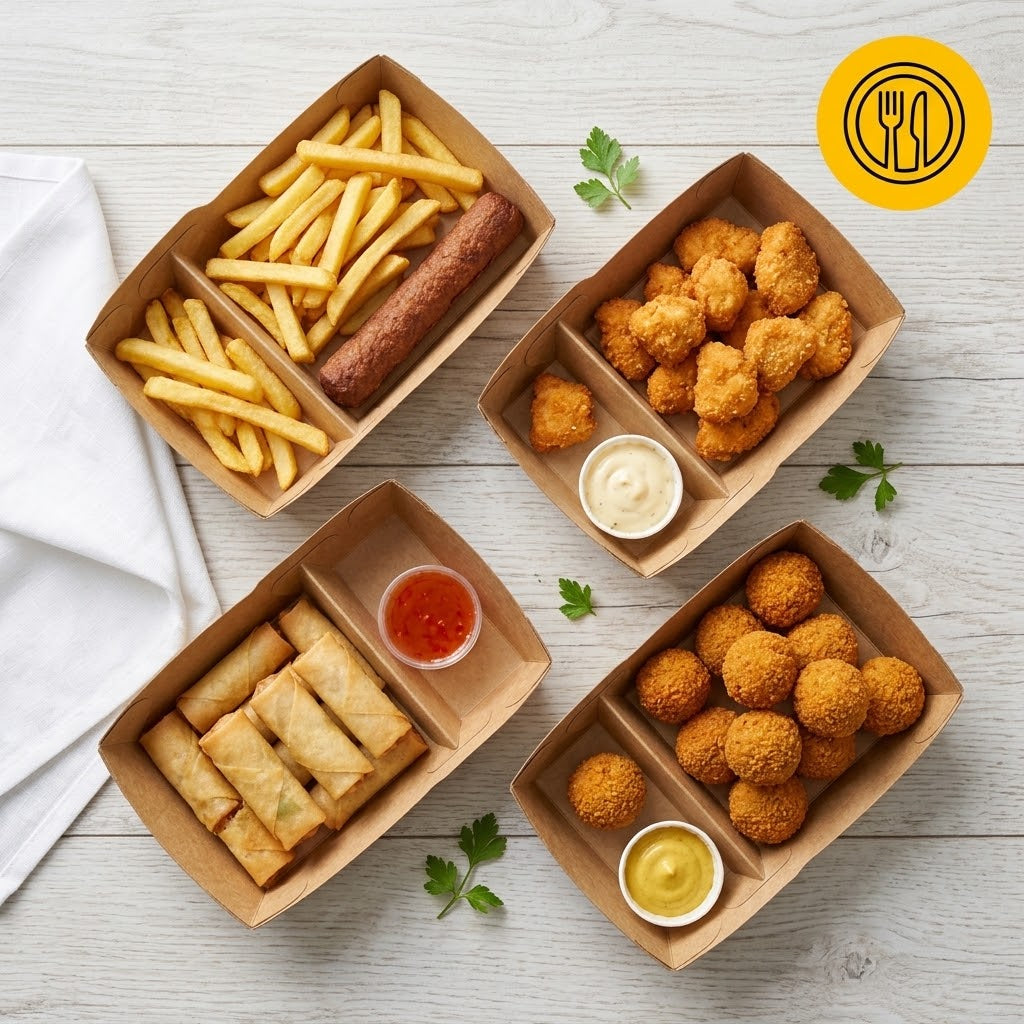 Kraft Snackschalen A20 Saucenfach – 50/100/500 Stück | Pommes Currywurst
