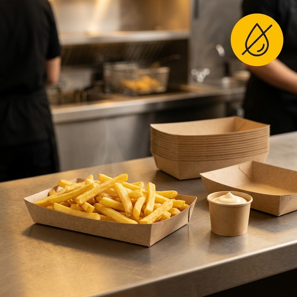 Snackschalen A14 Kraft 189x121x35mm — Pommesschalen Stabiler Kraftkarton