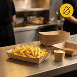 Snackschalen A14 Kraft 189x121x35mm — Pommesschalen Stabiler Kraftkarton