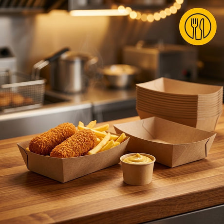 Kraft Snackschalen A9 Fettdicht – 50/100/500 Stück | Imbiss