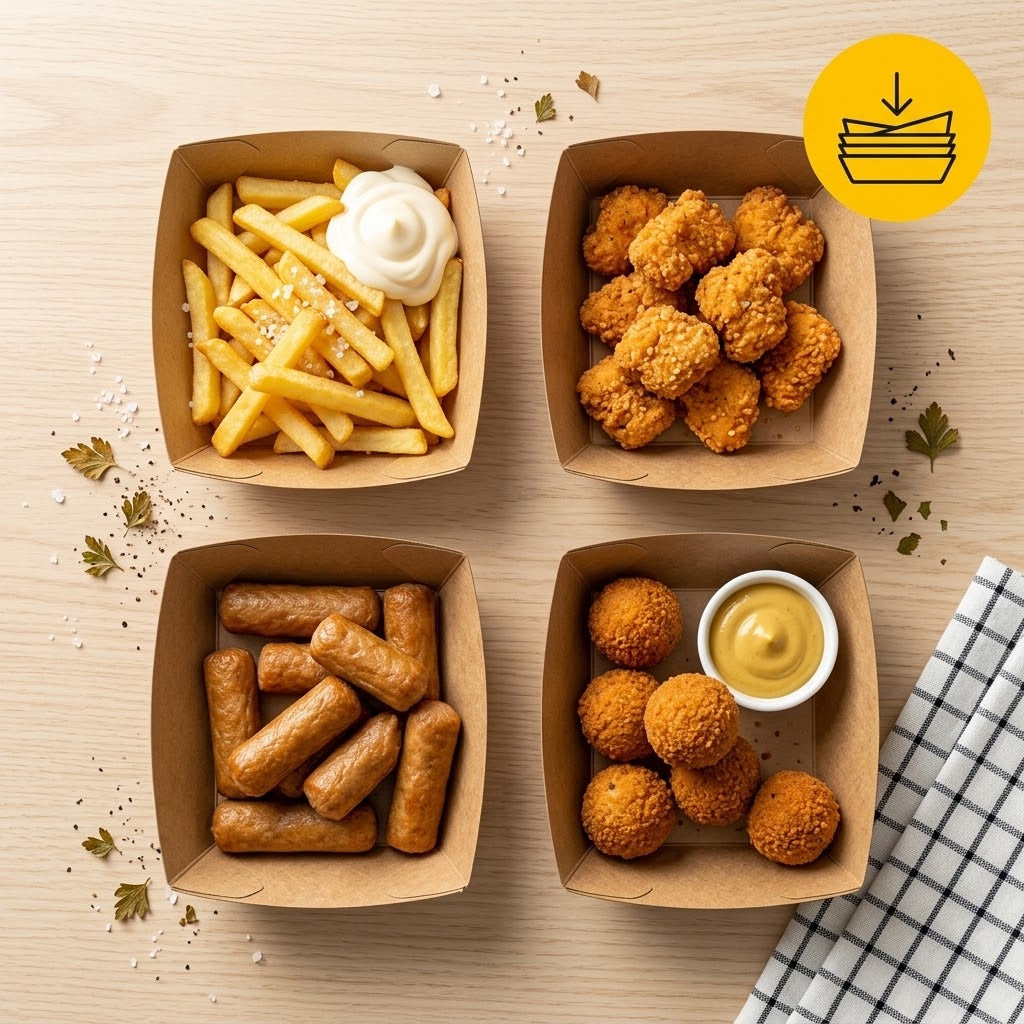 Kraft Snackschalen A9 Fettdicht – 50/100/500 Stück | Imbiss