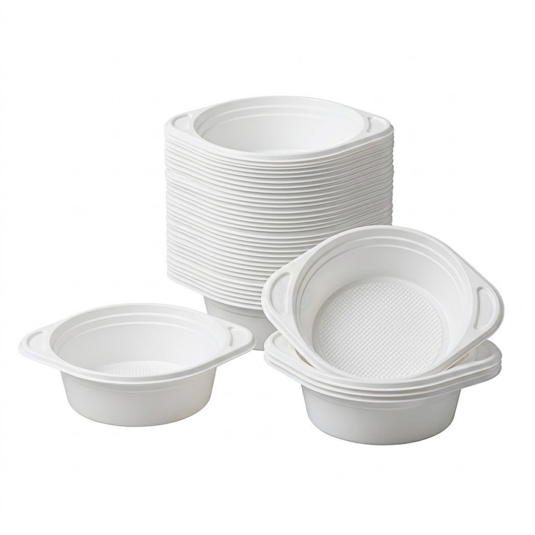 Suppenschalen Plastik Mehrweg 350ml – Henkel Spülmaschinenfest | 100 Stück Weiß