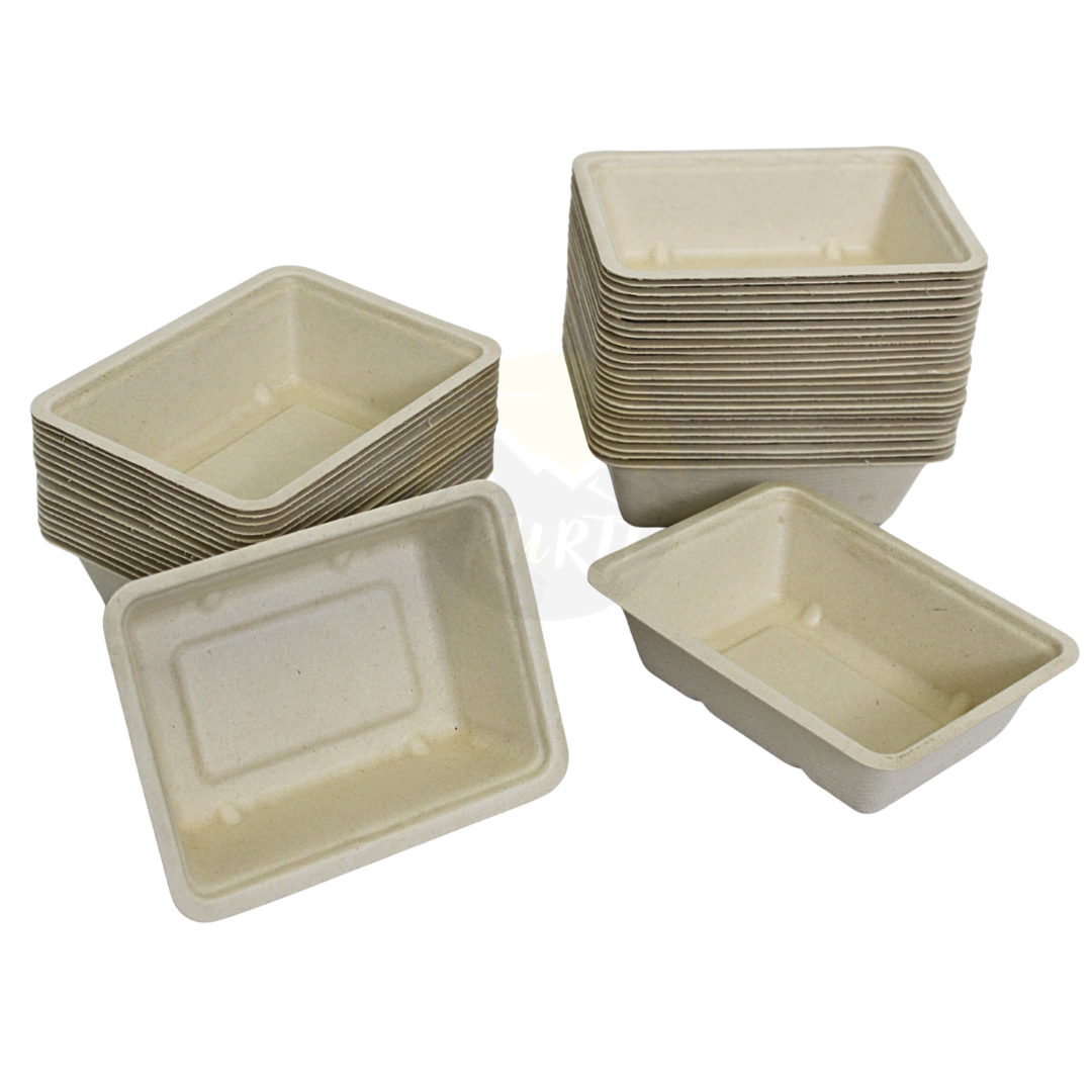 Bagasse Snackschalen Zuckerrohr PFAS-Frei – A5-A50 | 50/100/400 Stück