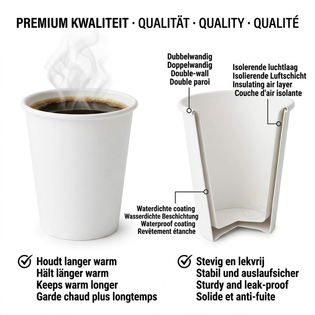 Kaffeebecher weiß 300ml 12 oz - 1000 Stück inkl. Einweg-Aufschlag