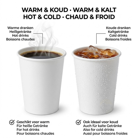 Kaffeebecher Weiß 300 ml 12 oz - 100 Stück inkl. EWKF