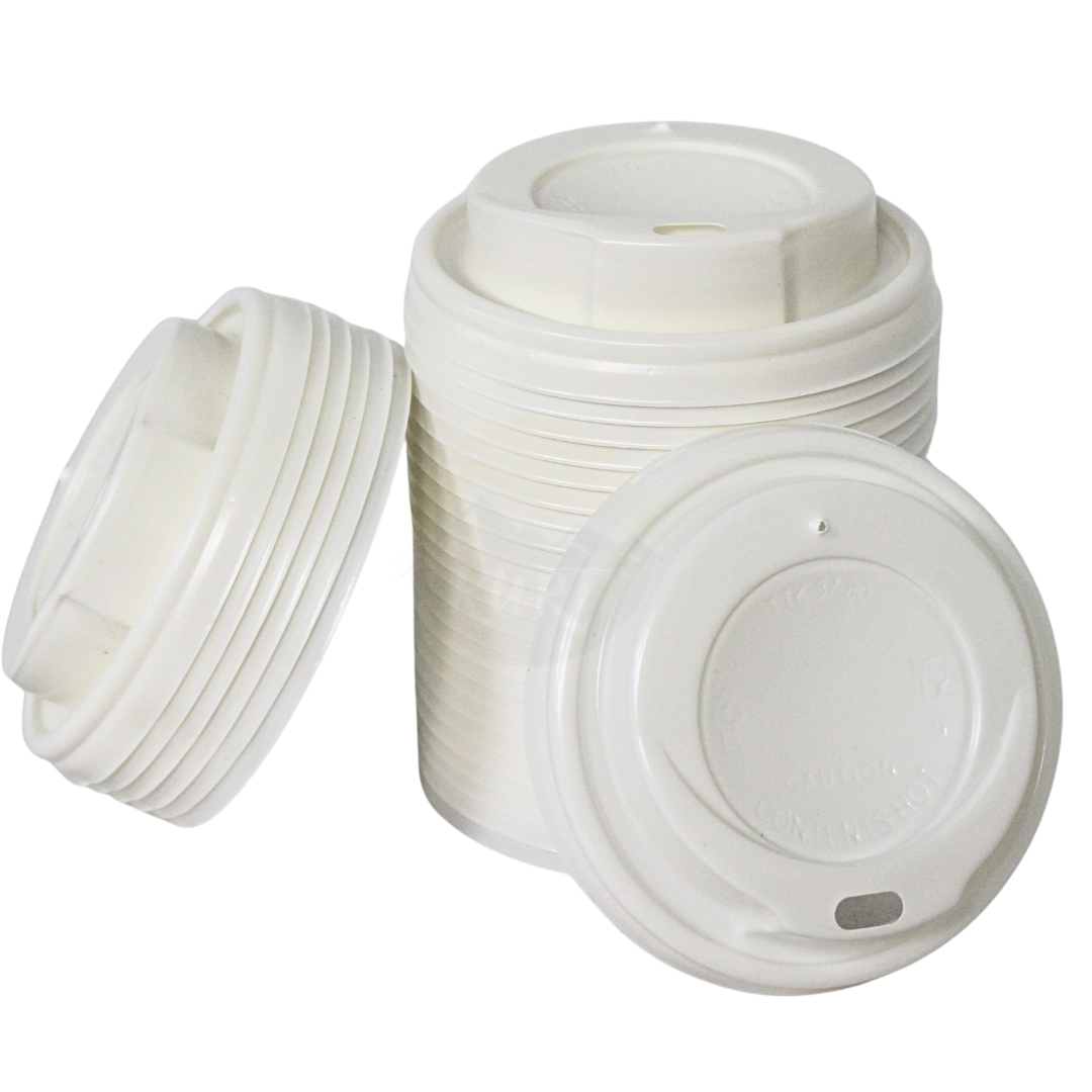  Kaffeebecher Deckel Weiß 80mm Mit Trinköffnung – 1000 Stück | Café To Go 200ml 300ml