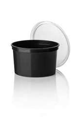 Zwarte potjes 500ml plastic met deksel – 100 stuks | Vershoudbakjes Magnetronbestendig