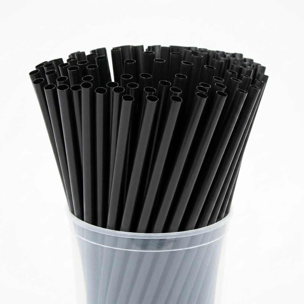  Trinkhalme Gerade Schwarz Wiederverwendbar PP 8x240mm – 250 Stück | Gastronomie Cocktail Professionell